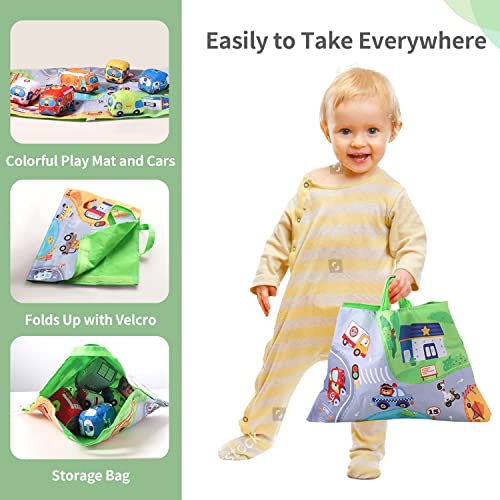Soft Car Toy for 1 Year Old Boys and Girls(9 Vehicle and A Play Mat/Storage Bag)|Baby Toys 12-18 Months|1 Year Old Boy Birthday Gifts|Baby Toys 6 to 12 Months by Titain Creations