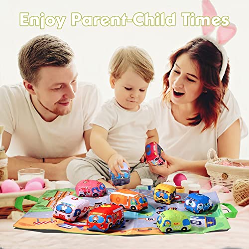 Soft Car Toy for 1 Year Old Boys and Girls(9 Vehicle and A Play Mat/Storage Bag)|Baby Toys 12-18 Months|1 Year Old Boy Birthday Gifts|Baby Toys 6 to 12 Months by Titain Creations