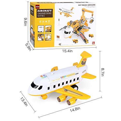 25 Pack Transport Construction Airplane Toy Play Vehicles Set for Kids Gifts, with 6 Construction Die-cast Toy Truck, 11 Road Signs-Suitable for 3 4 5 6 Year Old Boys and Girls by LiDi RC