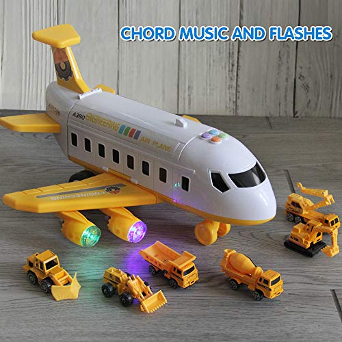 25 Pack Transport Construction Airplane Toy Play Vehicles Set for Kids Gifts, with 6 Construction Die-cast Toy Truck, 11 Road Signs-Suitable for 3 4 5 6 Year Old Boys and Girls by LiDi RC