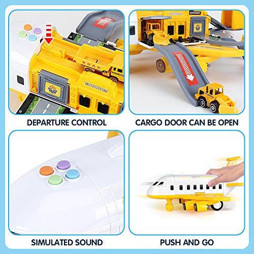 25 Pack Transport Construction Airplane Toy Play Vehicles Set for Kids Gifts, with 6 Construction Die-cast Toy Truck, 11 Road Signs-Suitable for 3 4 5 6 Year Old Boys and Girls by LiDi RC