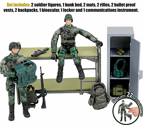 Click N' Play Military Life Living Quarters Bunk Bed 14 Piece Play Set with Accessories. from Click N' Play