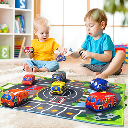 Soft Car Toy Set with Play Mat for 1 Year Old Baby, 10 Vehicle, 1 Play Mat Storage Bag, Baby Toys 12-18 Months, Early Educational Toys Birthday Gift, Toys for 1 2 3 Year Old Toddlers Boys Girls from OKGIUGN