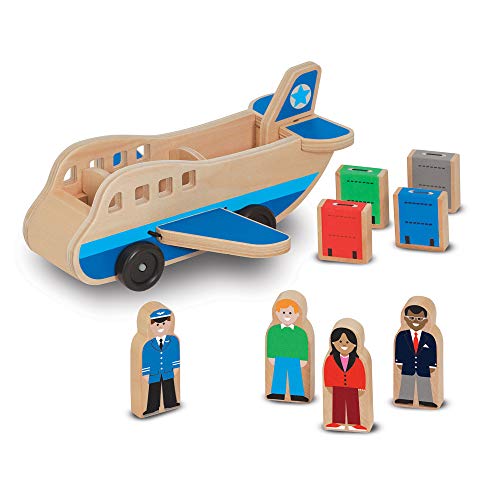Melissa & Doug Nesting & Sorting Buildings & Vehicles & & Doug Wooden Airplane Play Set with 4 Play Figures and 4 Suitcases (9394) from 