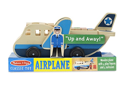 Melissa & Doug Nesting & Sorting Buildings & Vehicles & & Doug Wooden Airplane Play Set with 4 Play Figures and 4 Suitcases (9394) from 