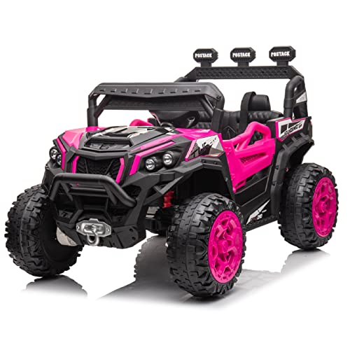 LUIBAS 4x4 Ride On Buggy 24V 5MPH Ride On Toys with Remote Control Battery Powered Kids Electric Car Off-Road Vehicles Side by Side UTV, Music Play, Storage Trunk, Pink by LUIBAS