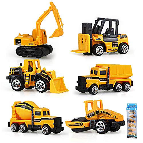 Gimilife Play Vehicles, 6 Set Toy Construction Vehicles, Assorted Trucks Mini Car Toy, Friction Powered Push & Play Engineering Vehicles for Age 3 Years and Up Boys and Girls as Gift from Gimilife