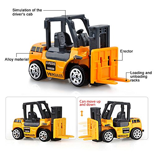 Gimilife Play Vehicles, 6 Set Toy Construction Vehicles, Assorted Trucks Mini Car Toy, Friction Powered Push & Play Engineering Vehicles for Age 3 Years and Up Boys and Girls as Gift from Gimilife