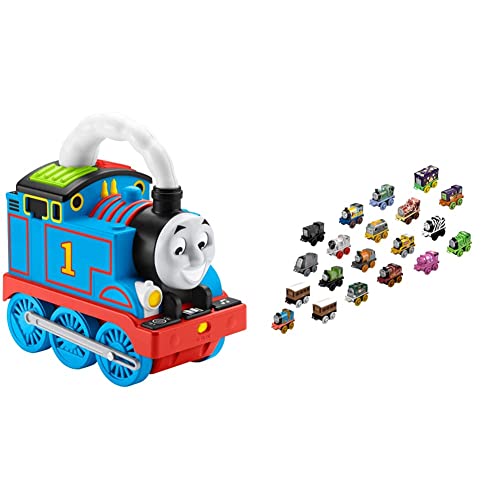 Fisher-Price Thomas and Friends Toy Train & MINIS Toy Train Pack, Set of 20 Miniature Push-Along Engines and Railway Vehicles for Preschool Pretend Playâ from 