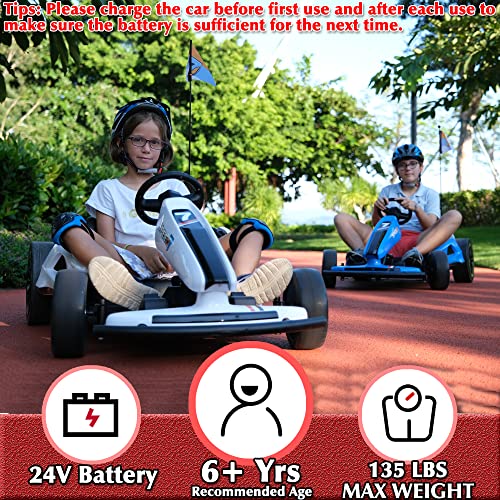 sopbost 24V Electric Drift Kart 7.5MPH High Speed Go Kart for Kids Aged 6+ Battery Powered Ride On Car Toy 2WD Motorized Go Carts Drifting Vehicle, Music Play, Red by sopbost product