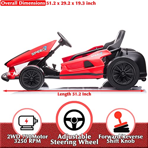 sopbost 24V Electric Drift Kart 7.5MPH High Speed Go Kart for Kids Aged 6+ Battery Powered Ride On Car Toy 2WD Motorized Go Carts Drifting Vehicle, Music Play, Red by sopbost product