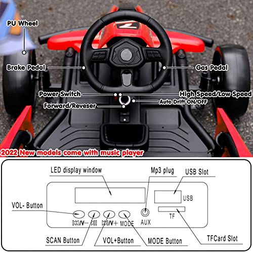 sopbost 24V Electric Drift Kart 7.5MPH High Speed Go Kart for Kids Aged 6+ Battery Powered Ride On Car Toy 2WD Motorized Go Carts Drifting Vehicle, Music Play, Red by sopbost product