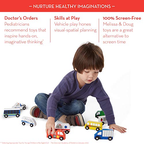 Melissa & Doug Wooden Town Vehicles Set in Wooden Tray (9 pcs) from Melissa and Doug