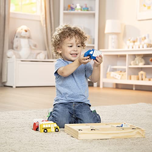Melissa & Doug Wooden Town Vehicles Set in Wooden Tray (9 pcs) from Melissa and Doug
