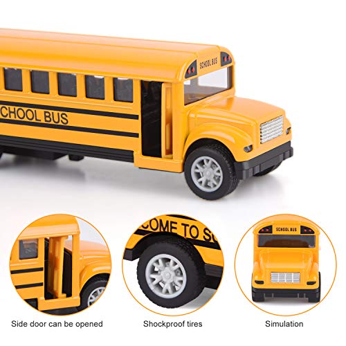 Think Wing School Bus Toy for Toddlers - 5 Inch 2 Set Die-cast Play Vehicles Pull Back car for Kids from Think Wing