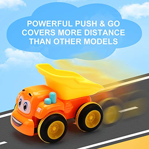 Toys for a 2 Year Old Boy - 3 Friction Powered Trucks for 2+ Year Old Boys, Push & Go Cars Cartoon Construction Vehicle Set - Toddler Boys Toys & Toy Trucks, Play Pull Back Car by MOBIUS Toys