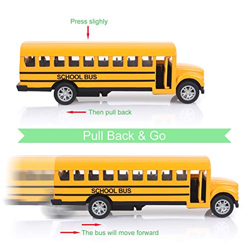 Think Wing School Bus Toy for Toddlers - 5 Inch 2 Set Die-cast Play Vehicles Pull Back car for Kids from Think Wing