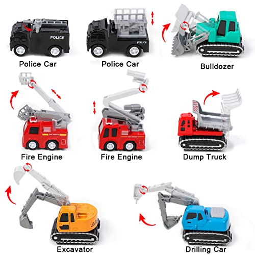 Meland Construction Vehicles Truck Toys Set with Play Mat - 8 Mini Engineer Pull Back Cars, 22.8x32.7Inch Playmat & 14 Road Signs, Toy Car Set for Boys Toddlers Birthday Christmas (Colorful) from Meland