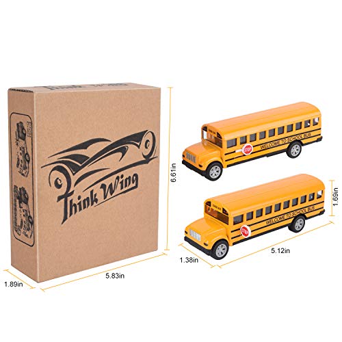 Think Wing School Bus Toy for Toddlers - 5 Inch 2 Set Die-cast Play Vehicles Pull Back car for Kids from Think Wing