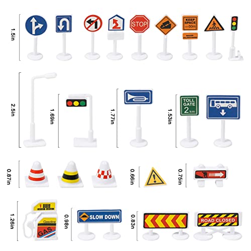 Meland Construction Vehicles Truck Toys Set with Play Mat - 8 Mini Engineer Pull Back Cars, 22.8x32.7Inch Playmat & 14 Road Signs, Toy Car Set for Boys Toddlers Birthday Christmas (Colorful) from Meland