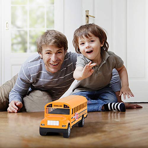 Think Wing School Bus Toy for Toddlers - 5 Inch 2 Set Die-cast Play Vehicles Pull Back car for Kids from Think Wing