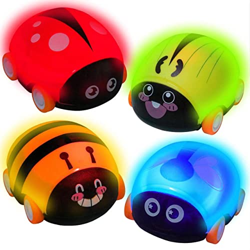 Animals Pull Back Cars with Led Friction Powered Vehicle Play Set Push and Go Back and Forth Car Toys Party Gifts for Age 3+ Years and Up Boys Girls (4 Pack) by DAZHONG