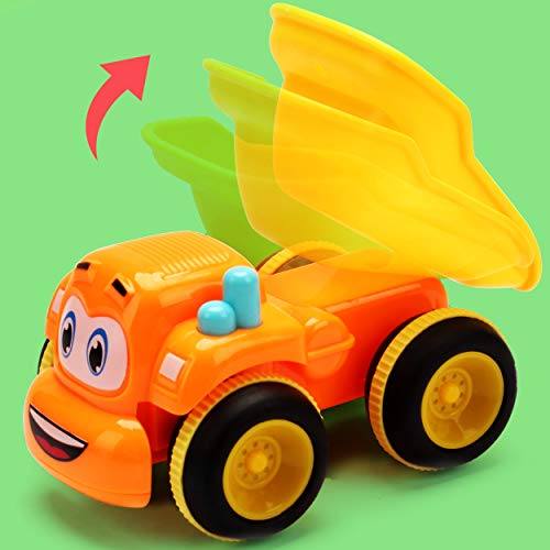 Toys for a 2 Year Old Boy - 3 Friction Powered Trucks for 2+ Year Old Boys, Push & Go Cars Cartoon Construction Vehicle Set - Toddler Boys Toys & Toy Trucks, Play Pull Back Car by MOBIUS Toys