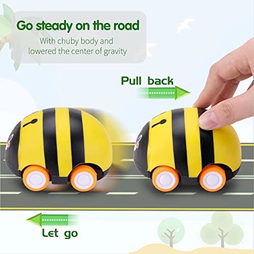 Animals Pull Back Cars with Led Friction Powered Vehicle Play Set Push and Go Back and Forth Car Toys Party Gifts for Age 3+ Years and Up Boys Girls (4 Pack) by DAZHONG