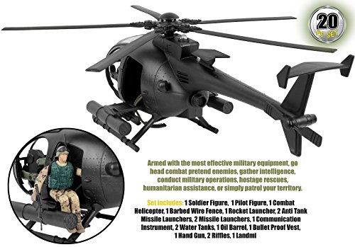 Click Nâ Play Military Attack Combat Helicopter 20 Piece Play Set with Accessories. by Click N" Play