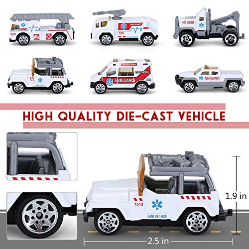 Airplane Toy, Kids Airplane Toys for 3 4 5 6 Year Old Boys Girls Toddlers, Ambulance Aircraft Vehicle Play Set with 6 Rescue Trucks from Acksonse