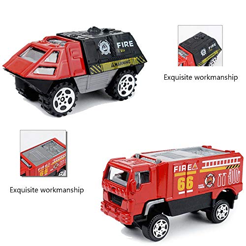JQGT 6 in 1 Pocket Fire Engine Truck Rescue Vehicle Toy Play Set for Kids Toddlers Mini Action Fire Truck Toy by JQGT Trading