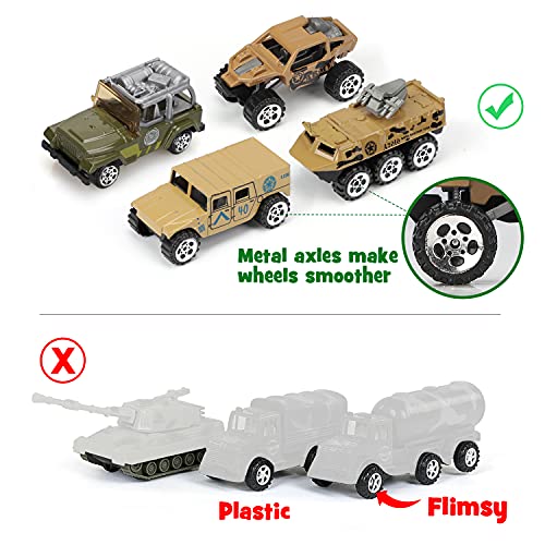 TOY Life Plastic Army Men Plus Die Cast Military Toy Vehicles Play Set | 95pc Piece Army Toys Gift Set for Boys | Includes Toy Soldiers Army Base Toy Props Plus 4 Diecast Military Toy Vehicles by Toy Life