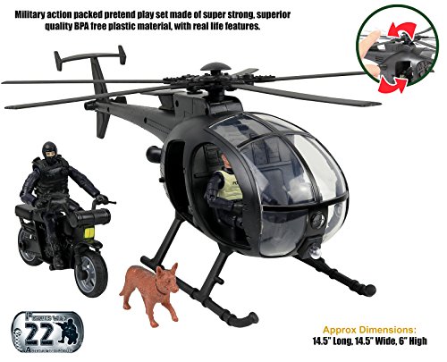 Click Nâ Play Military SWAT Elite Unit Rescue Helicopter 26 Piece Play Set with Accessories. by Click N' Play