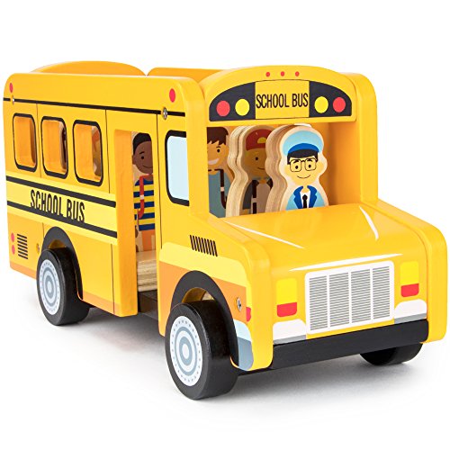 Back to School Bus Wooden Vehicle Play Set with 8 Character Figures, 7 Students, 1 Bus Driver by Imagination Generation by Imagination Generation