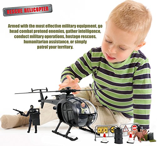 Click Nâ Play Military SWAT Elite Unit Rescue Helicopter 26 Piece Play Set with Accessories. by Click N' Play
