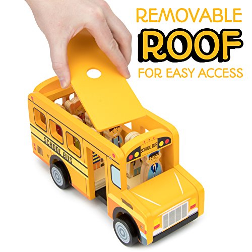 Back to School Bus Wooden Vehicle Play Set with 8 Character Figures, 7 Students, 1 Bus Driver by Imagination Generation by Imagination Generation