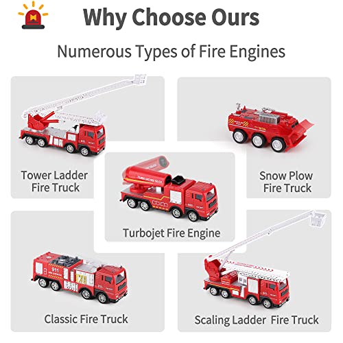 iPlay, iLearn Kids Fire Trucks Toy, Boys Firefighter Play Vehicles, Fire Station Set, Ladder Truck, Toddlers Emergency Rescue Firetruck, Fireman Toys, Birthday Gifts for Age 3 4 5 Year Old Children from iPlay, iLearn