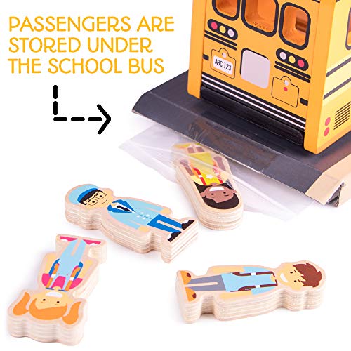Back to School Bus Wooden Vehicle Play Set with 8 Character Figures, 7 Students, 1 Bus Driver by Imagination Generation by Imagination Generation