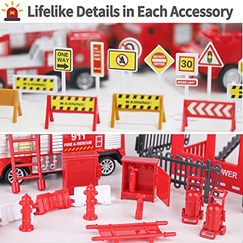 iPlay, iLearn Kids Fire Trucks Toy, Boys Firefighter Play Vehicles, Fire Station Set, Ladder Truck, Toddlers Emergency Rescue Firetruck, Fireman Toys, Birthday Gifts for Age 3 4 5 Year Old Children from iPlay, iLearn