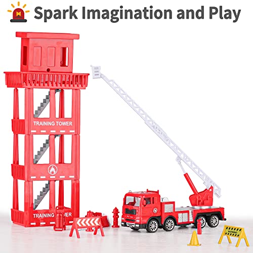 iPlay, iLearn Kids Fire Trucks Toy, Boys Firefighter Play Vehicles, Fire Station Set, Ladder Truck, Toddlers Emergency Rescue Firetruck, Fireman Toys, Birthday Gifts for Age 3 4 5 Year Old Children from iPlay, iLearn