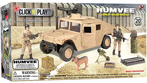 Click N' Play Military Humvee Vehicle 20 Piece Play Set with Accessories by Click N' Play