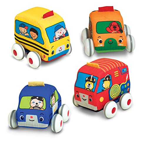 Melissa & Doug K's Kids Pull-Back Vehicle Set - Soft Baby Toy Set With 4 Cars and Trucks and Carrying Case from Melissa & Doug