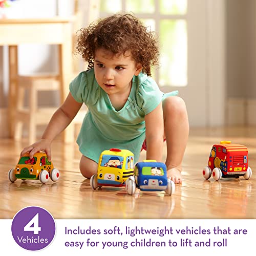 Melissa & Doug K's Kids Pull-Back Vehicle Set - Soft Baby Toy Set With 4 Cars and Trucks and Carrying Case from Melissa & Doug