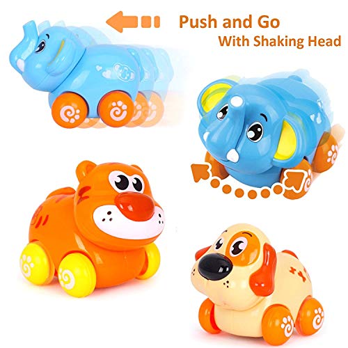 8 PCS Cartoon Animals Friction Push and Go Toy Cars Play Set for Babies and Toddlers | Cute Mini Play Vehicles Party Favors - Age 18 Months and Up by Liberty Imports