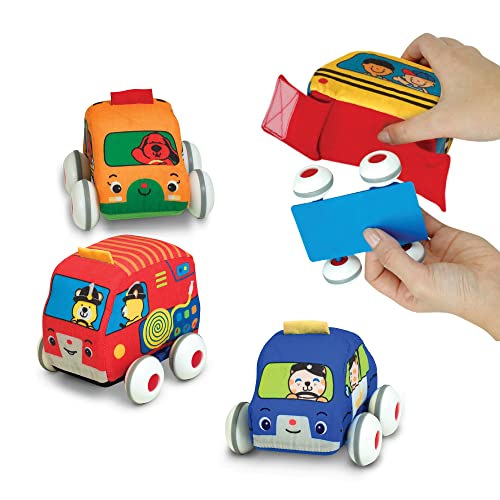 Melissa & Doug K's Kids Pull-Back Vehicle Set - Soft Baby Toy Set With 4 Cars and Trucks and Carrying Case from Melissa & Doug