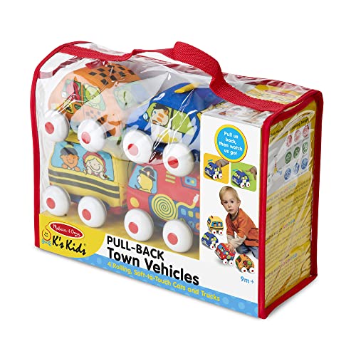 Melissa & Doug K's Kids Pull-Back Vehicle Set - Soft Baby Toy Set With 4 Cars and Trucks and Carrying Case from Melissa & Doug