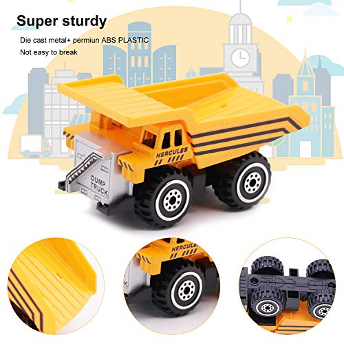 Engineering Vehicle Toys Set Alloy Construction Big Forklift,Single Drum Roller,Stacker/Crane,Helicopter,Excavator,Heavy Duty Truck Mini Toy Set for Kids Boys Girl by CQX