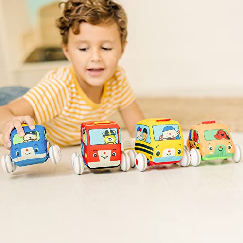 Melissa & Doug K's Kids Pull-Back Vehicle Set - Soft Baby Toy Set With 4 Cars and Trucks and Carrying Case from Melissa & Doug
