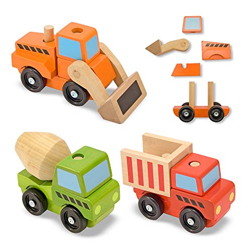 Melissa & Doug Stacking Construction Vehicles Wooden Toy Set from Melissa & Doug