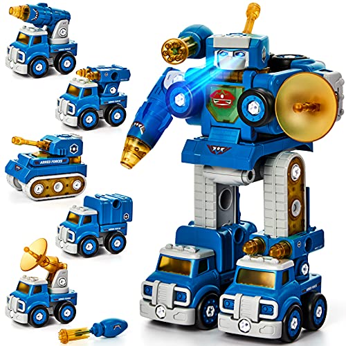 CubicFun Take Apart Robot Toys Vehicle Set 5 in 1 Construction Toys for 5 Year Old Boys STEM Toys Vehicles Transform into Robot for Kids Toys for 6 7 Year Old Boys Kids Building Toys Ages 5+ from CubicFun